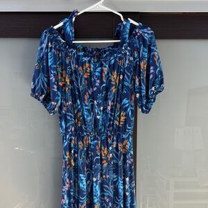 Tropical Blue Off-Shoulder Dress.  WONDER by Christian Siriano
